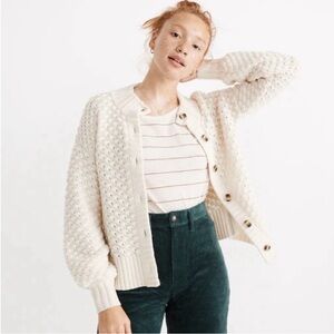 Madewell Surrey Wool Bobble Cream Cardigan NWT